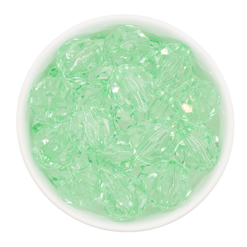 Mint Green Translucent Facet Beads 20mm