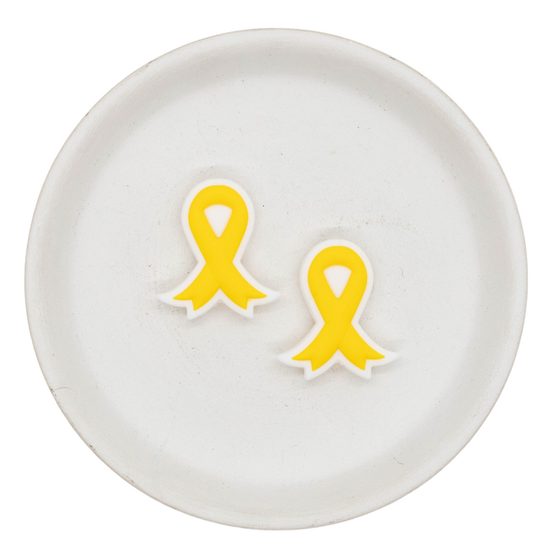 Yellow Awareness Ribbon Silicone Focal Bead 26x29mm (Package of 2)