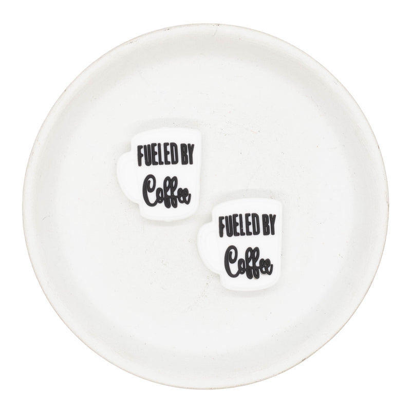 Fueled by Coffee Black & White Silicone Focal Bead 26x24mm