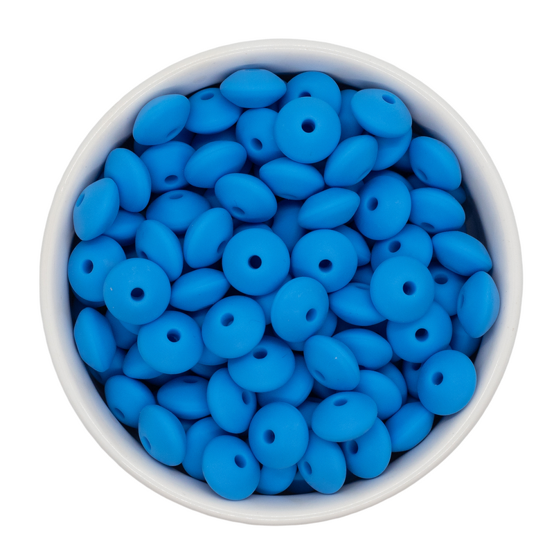 Azure Blue Silicone Lentil Beads 7x12mm (Package of 20)