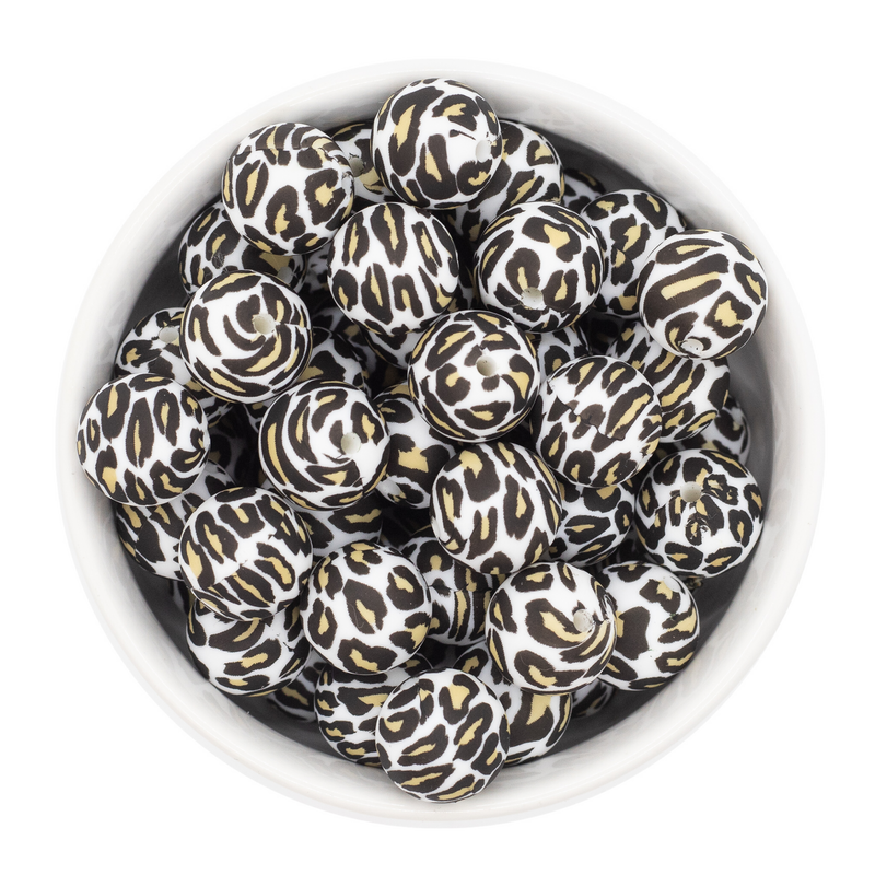 Leopard Printed Silicone Beads 15mm (Package of 10)