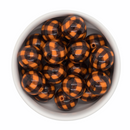 Black and Orange Plaid Beads 20mm (Package of 10)