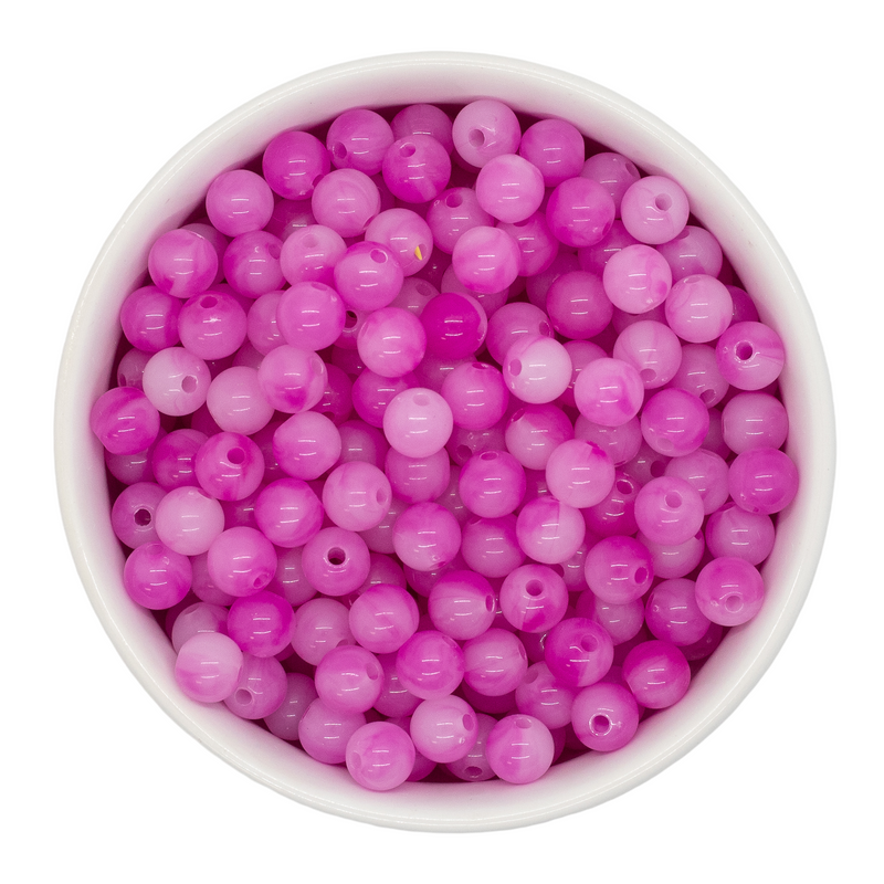 Magenta Jelly Marble Beads 8mm