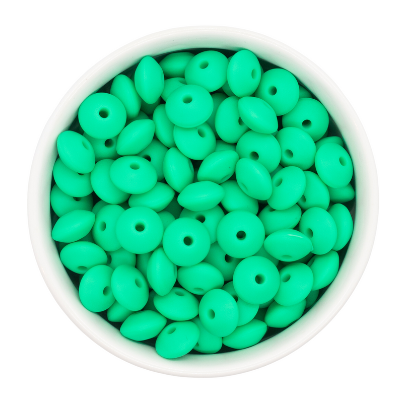 Jungle Green Silicone Lentil Beads 7x12mm