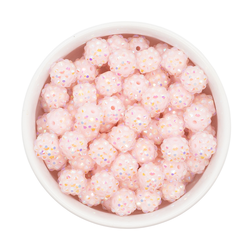 Powder Pink Rhinestone Beads 12mm