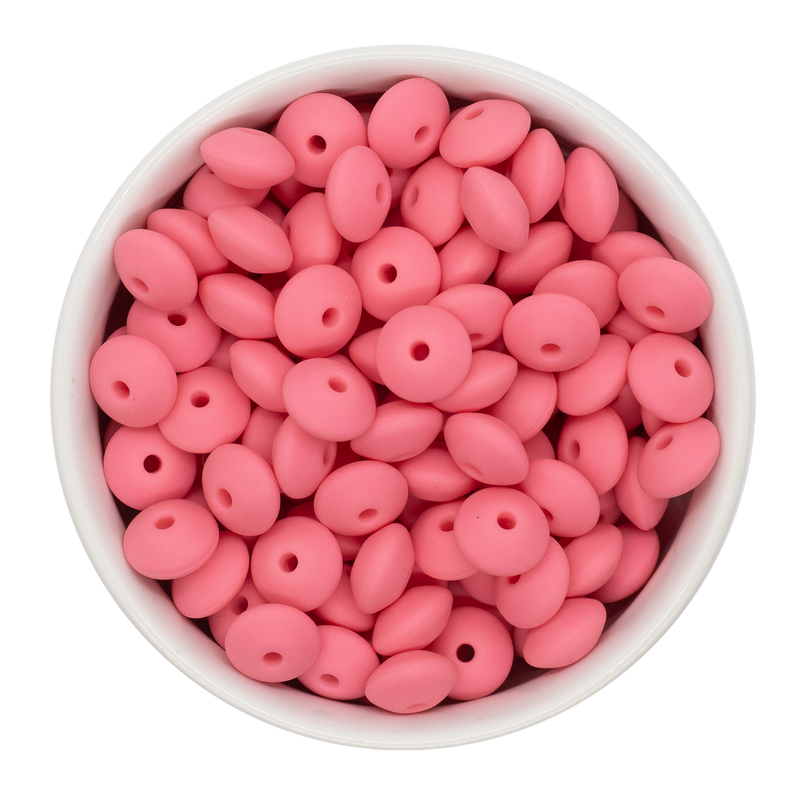 Coral Pink Silicone Lentil Beads 7x12mm (Package of 20)