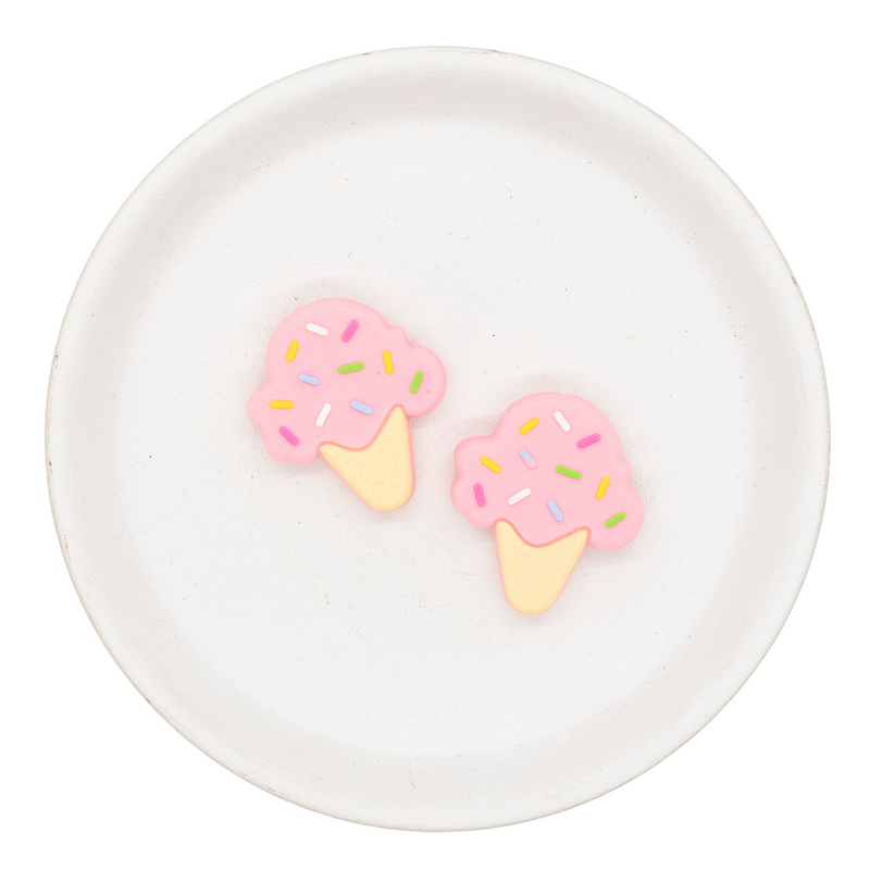 Ice Cream w/Sprinkles Silicone Focal Bead 26x30mm (Package of 2)