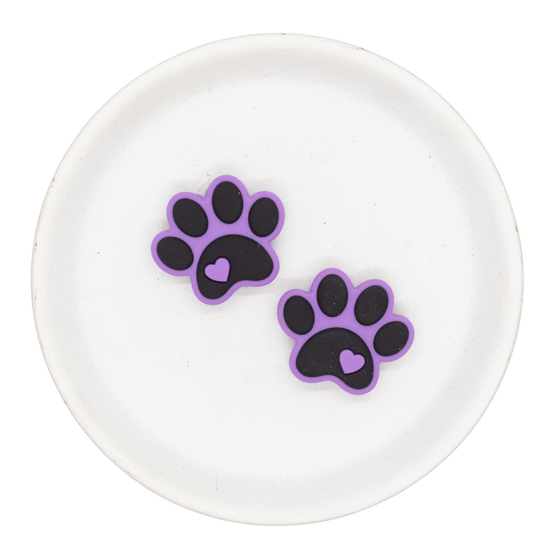 Deep Lilac Paw Silicone Focal Bead 30x25mm