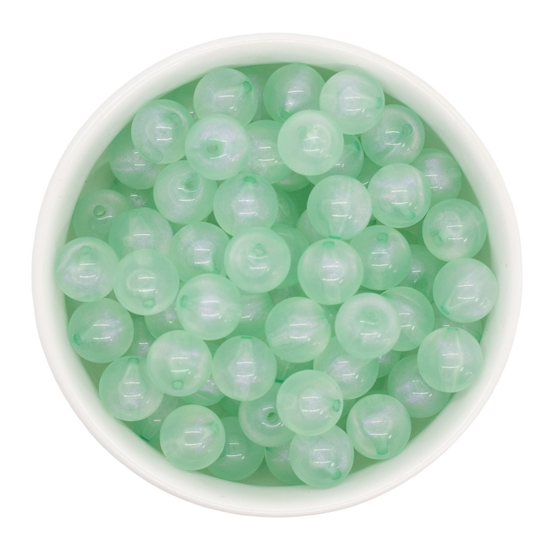 Cool Mint Translucent Shimmer Beads 12mm (Package of 20)