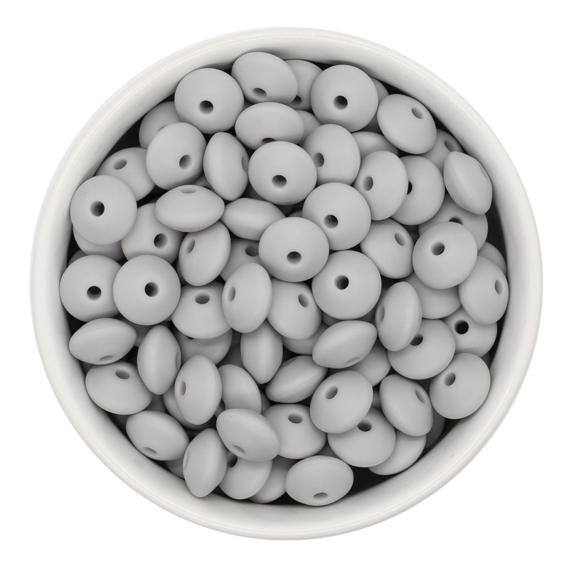 Coin Grey Silicone Lentil Beads 7x12mm (Package of 20)