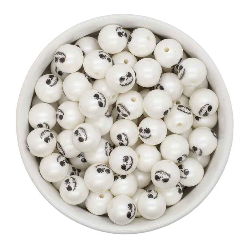 Skeleton Face Printed Beads 12mm
