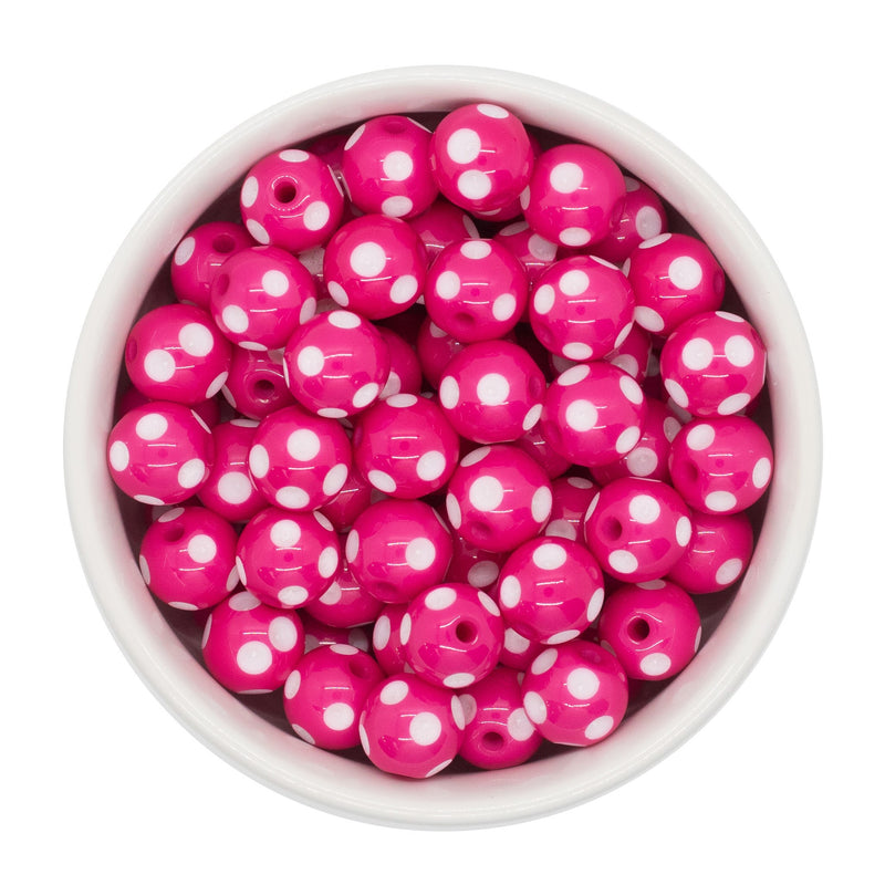 Hot Pink Polka Dot Beads 12mm (Package of 20)