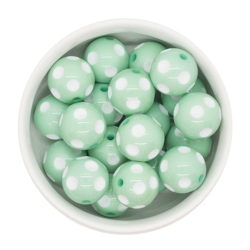 Fresh Mint Polka Dot Beads 20mm (Package of 10)